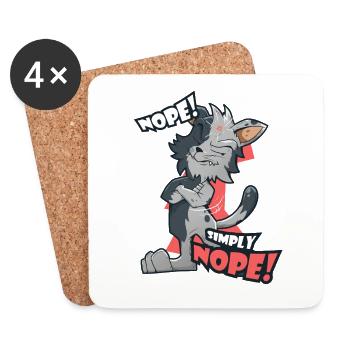 Nope! geneverte and lazy cat Nö cat lover - Coasters (set of 4) - white - Front