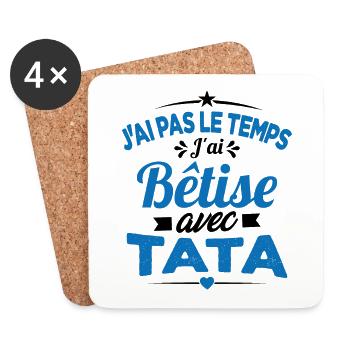 Pas le temps j'ai bêtise avec tata - Dessous de verre (lot de 4) - blanc - Devant