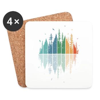 Retro Forest Outdoor Hiking Nature - Coasters (set of 4) - white - Front