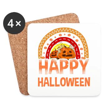 Halloween Rainbow Happy Hallowen avec citrouille - Dessous de verre (lot de 4) - blanc - Devant