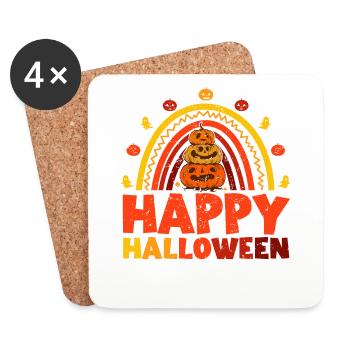 Halloween Rainbow Happy Hallowen avec citrouille - Dessous de verre (lot de 4) - blanc - Devant