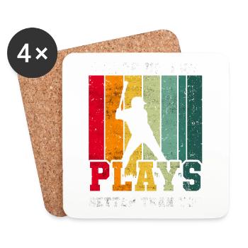One of us two plays better than you baseball - Untersetzer (4er-Set) - Weiß - Vorne