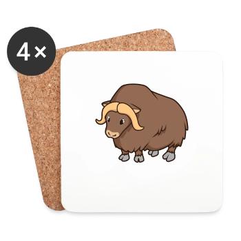 Kawaii Musk Ox - Coasters (set of 4) - white - Front