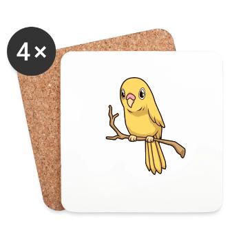Kawaii yellow budgerigar - Coasters (set of 4) - white - Front