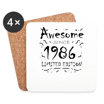 1986 - Fantastic since 1986 - Born in 1986 - Coasters (set of 4) - white - Front