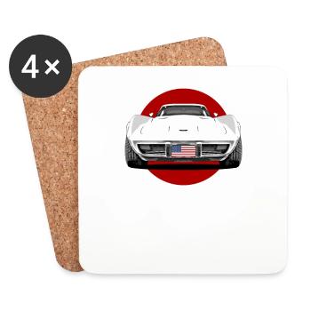 Echtes amerikanisches Muscle-Car - Untersetzer (4er-Set) - Weiß - Vorne