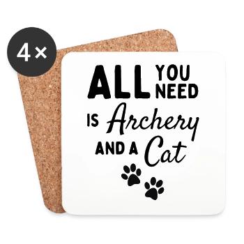 Tout ce dont vous avez besoin est du tir à l’arc et un chat - Dessous de verre (lot de 4) - blanc - Devant