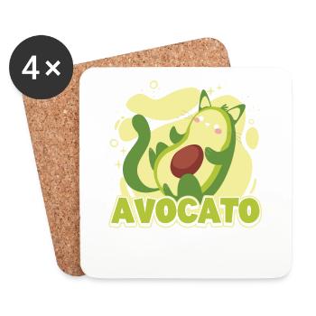 Avocato Mélange d’avocat et de chat pour les végétariens - Dessous de verre (lot de 4) - blanc - Devant