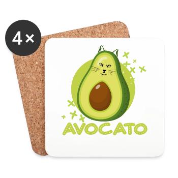 Avocato Mélange d’avocat et de chat pour les végétariens - Dessous de verre (lot de 4) - blanc - Devant