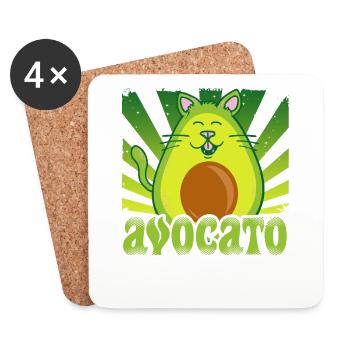 Avocato Mélange d’avocat et de chat pour les végétariens - Dessous de verre (lot de 4) - blanc - Devant