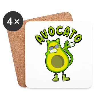 Avocato Mélange d’avocat et de chat pour les végétariens - Dessous de verre (lot de 4) - blanc - Devant