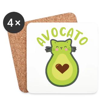 Avocato Mélange d’avocat et de chat pour les végétariens - Dessous de verre (lot de 4) - blanc - Devant