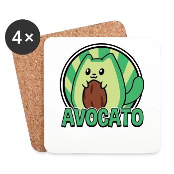 Avocato Mélange d’avocat et de chat pour les végétariens - Dessous de verre (lot de 4) - blanc - Devant
