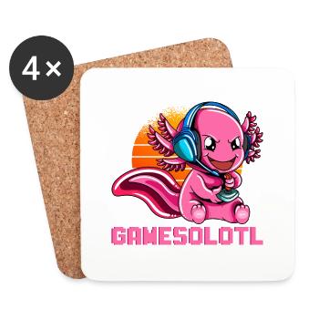 Gamesolotl Axolotl en tant que joueur avec casque Anime - Dessous de verre (lot de 4) - blanc - Devant