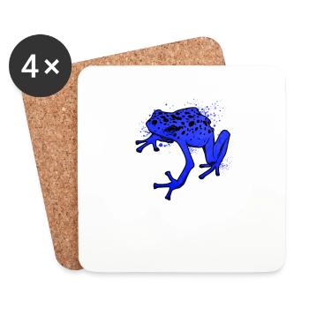 Frosch Zeichnung - Blauer Pfeilgiftfrosch - Untersetzer (4er-Set) - Weiß - Vorne