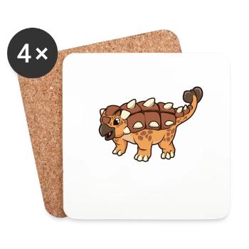 Ankylosaure Kawaii - Dessous de verre (lot de 4) - blanc - Devant