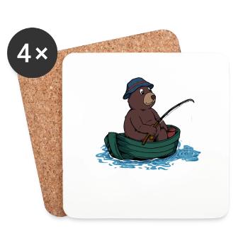 Bear fishing - Angler - Coasters (set of 4) - white - Front