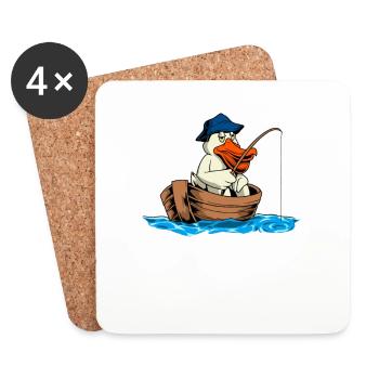 Pelican fishing - Angler - Coasters (set of 4) - white - Front