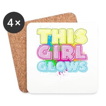 This Girl Glows Party 80er vintage farbenfrohes - Untersetzer (4er-Set) - Weiß - Vorne