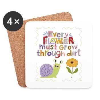 Motivation-Inspiration Slogan Escargot, Typographie - Dessous de verre (lot de 4) - blanc - Devant
