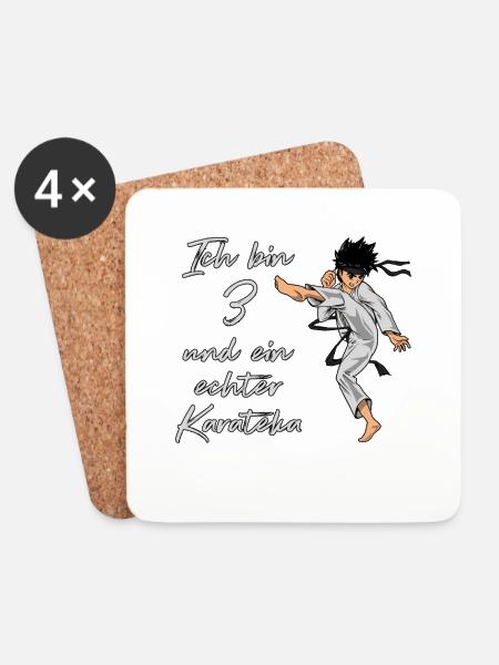 Ich bin 3 - Jungen Karate - Untersetzer (4er-Set) - Weiß