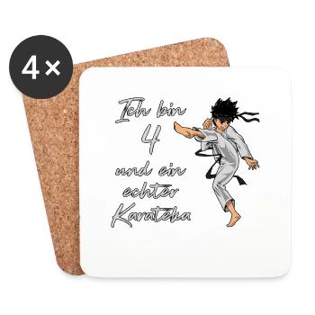 Ich bin 4 - Jungen Karate - Untersetzer (4er-Set) - Weiß - Vorne
