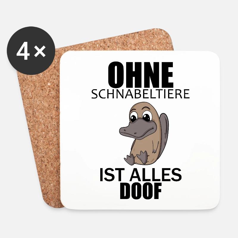 Schnabeltier - Untersetzer (4er-Set) - Weiß