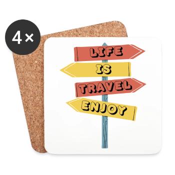 Life is travel enjoy - Dessous de verre (lot de 4) - blanc - Devant