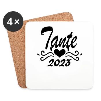 Tante 2023 - Tante werden - Tante Geschenk - Untersetzer (4er-Set) - Weiß - Vorne