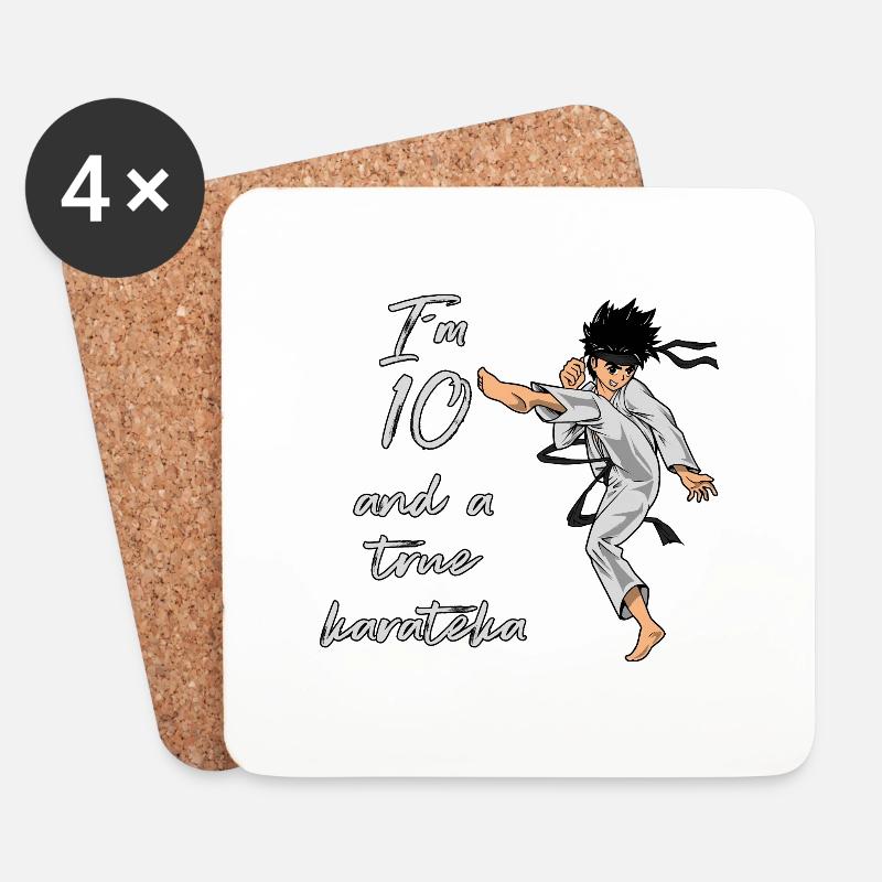 Ich bin 10 - Jungen Karate - Untersetzer (4er-Set) - Weiß