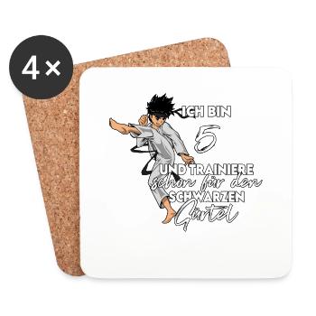 Ich bin 5 - Jungen Karate - Untersetzer (4er-Set) - Weiß - Vorne