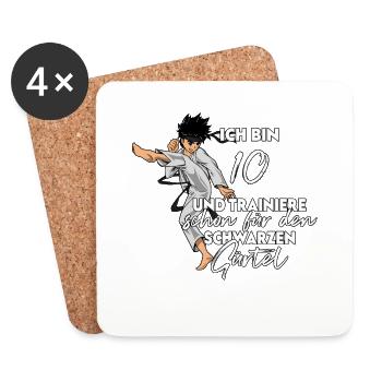 Ich bin 10 - Jungen Karate - Untersetzer (4er-Set) - Weiß - Vorne