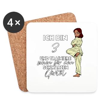 Ich bin 3 - Mädchen Karate - Untersetzer (4er-Set) - Weiß - Vorne