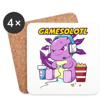 Gamesolotl Axolotl en tant que joueur avec casque Anime - Dessous de verre (lot de 4) - blanc - Devant