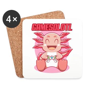 Gamesolotl Axolotl en tant que joueur avec casque Anime - Dessous de verre (lot de 4) - blanc - Devant
