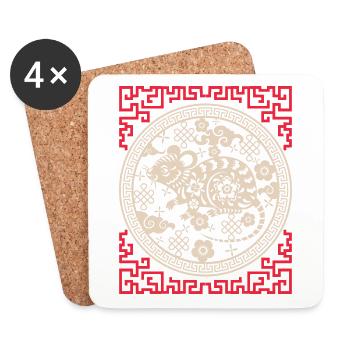 Chinesisches Horoskop China Jahr der Ratte - Untersetzer (4er-Set) - Weiß - Vorne