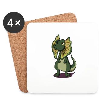 Dessin animé Dilophosaurus - Dessous de verre (lot de 4) - blanc - Devant