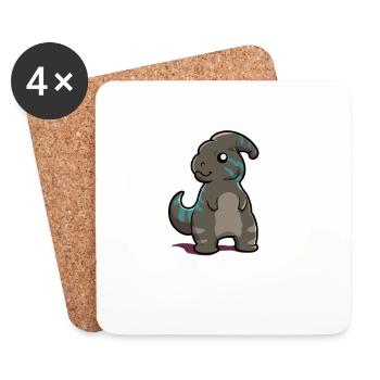 Parasaurolophus de dessin animé - Dessous de verre (lot de 4) - blanc - Devant