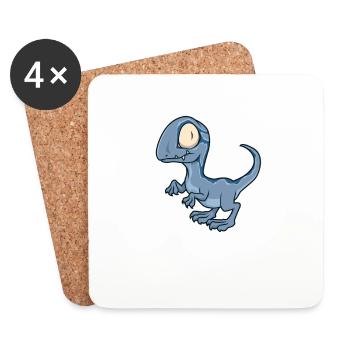 Kawaii Velociraptor - Dessous de verre (lot de 4) - blanc - Devant