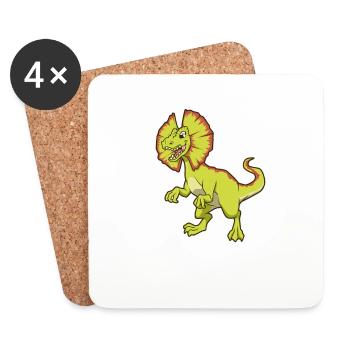 Kawaii Dilophosaurus - Dessous de verre (lot de 4) - blanc - Devant