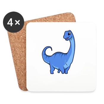 Kawaii Apatosaurus - Dessous de verre (lot de 4) - blanc - Devant