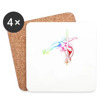 Colorful Pole Fitness Dancer - Coasters (set of 4) - white - Front