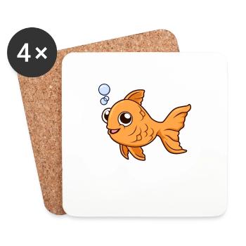 Kawaii Goldfisch - Untersetzer (4er-Set) - Weiß - Vorne