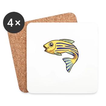 Poisson zèbre Kawaii - Dessous de verre (lot de 4) - blanc - Devant
