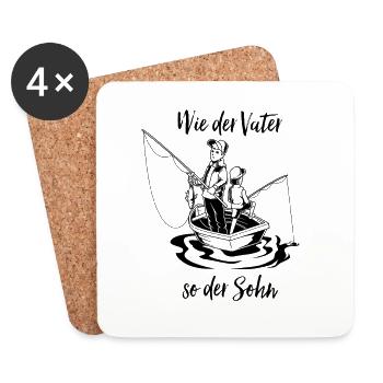 Angeln und Fischen - Vater und Sohn - Untersetzer (4er-Set) - Weiß - Vorne