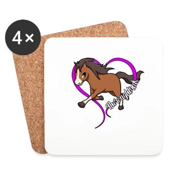 Amateurs de chevaux - pur-sang - Dessous de verre (lot de 4) - blanc - Devant