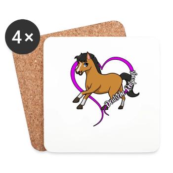 Amoureux des chevaux - Poney d’équitation allemand - Dessous de verre (lot de 4) - blanc - Devant