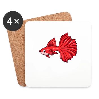 Kawaii Guppy - Dessous de verre (lot de 4) - blanc - Devant