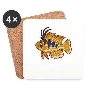 Kawaii Butterfly Cichlid - Coasters (set of 4) - white - Front