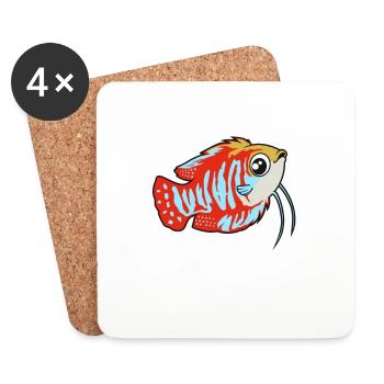 Kawaii gestreifter Fadenfisch - Untersetzer (4er-Set) - Weiß - Vorne